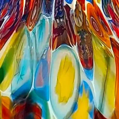 New Pamono Italian Blown Murano Glass Table Lamp with Murrina Decoration