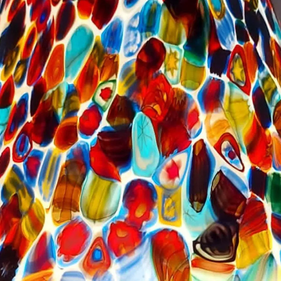 New Pamono Italian Blown Murano Glass Table Lamp with Murrina Decoration