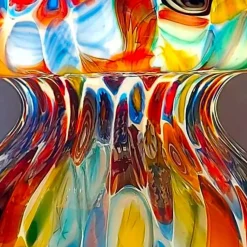 New Pamono Italian Blown Murano Glass Table Lamp with Murrina Decoration