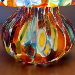 New Pamono Italian Blown Murano Glass Table Lamp with Murrina Decoration