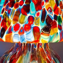 New Pamono Italian Blown Murano Glass Table Lamp with Murrina Decoration