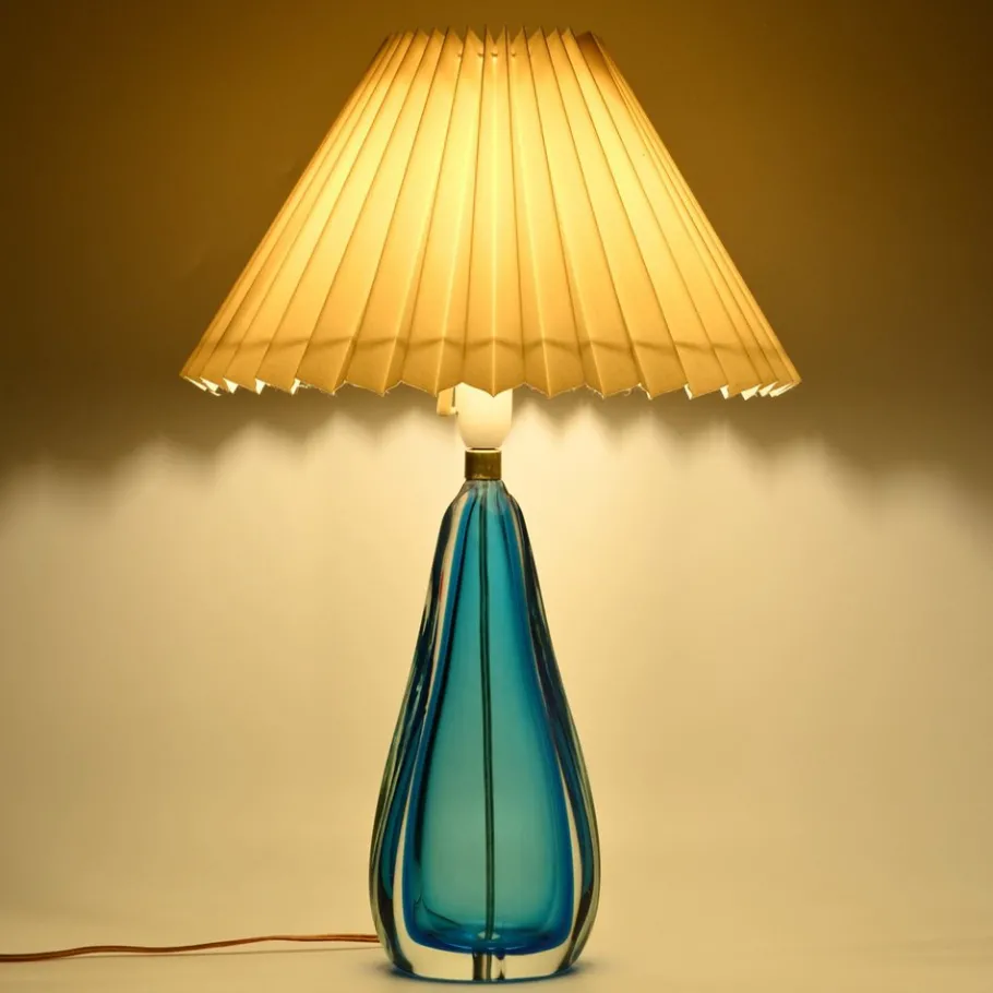 New Pamono Italian Blue Murano Glass Table Lamp, 1960s