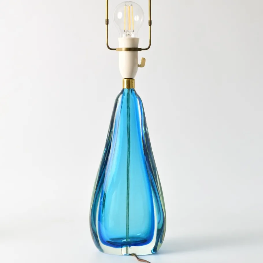 New Pamono Italian Blue Murano Glass Table Lamp, 1960s