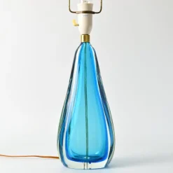 New Pamono Italian Blue Murano Glass Table Lamp, 1960s