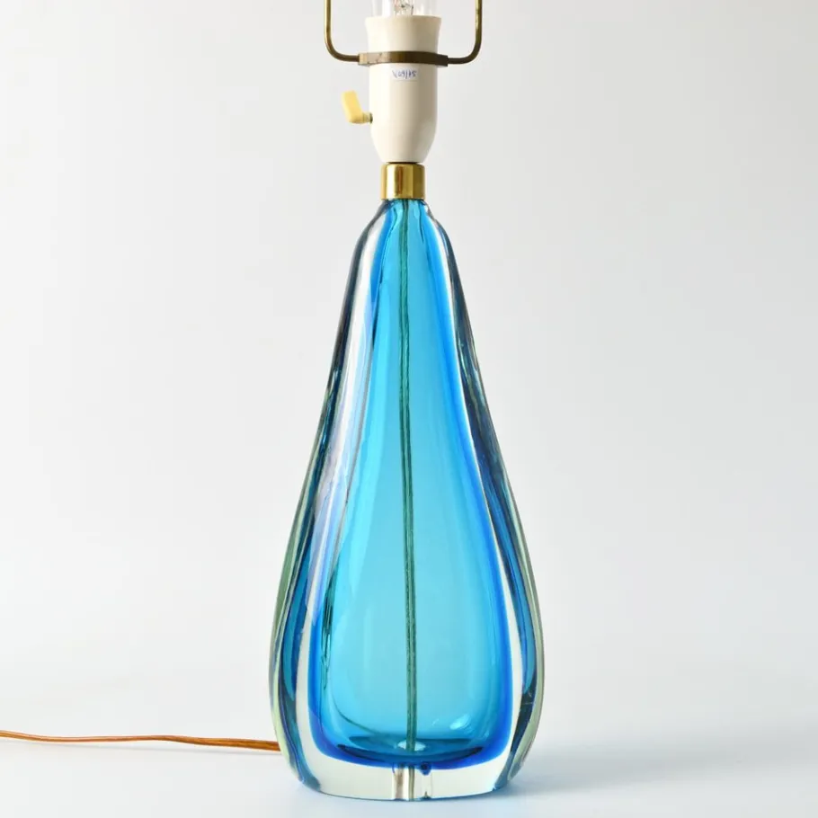 New Pamono Italian Blue Murano Glass Table Lamp, 1960s