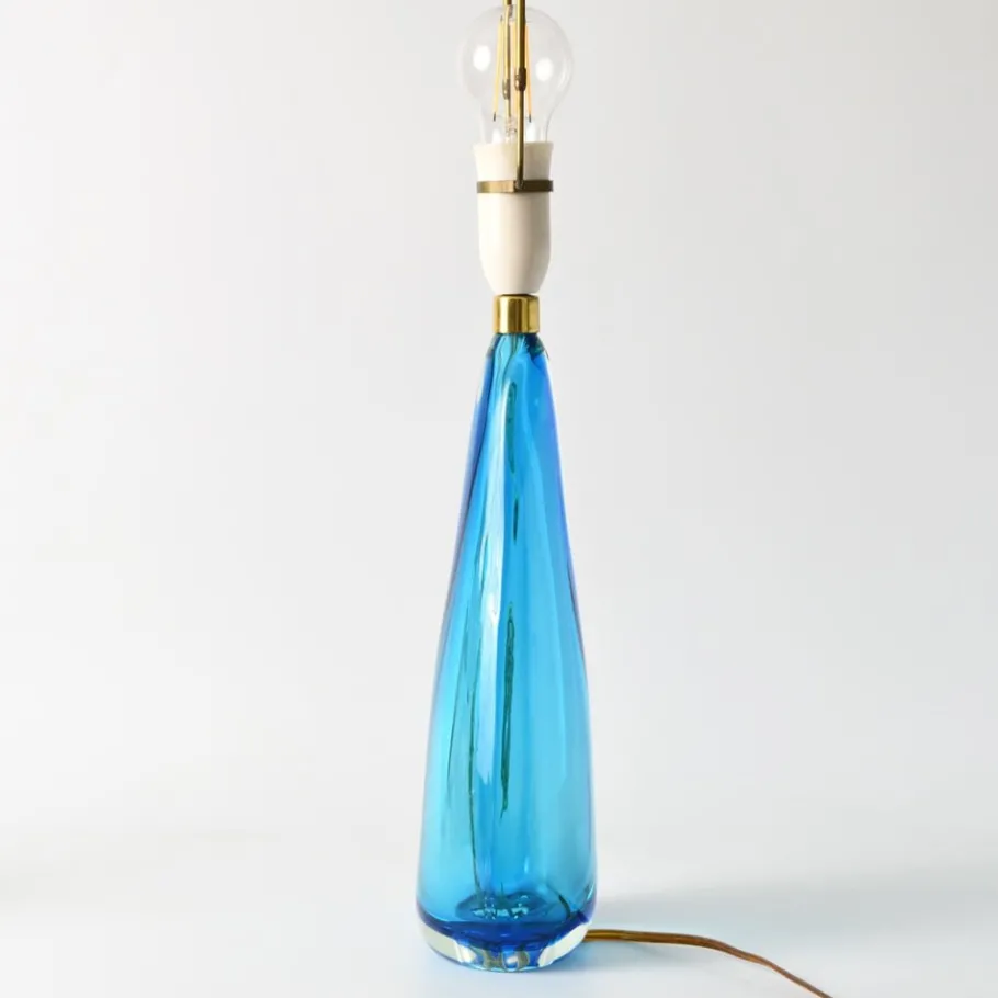 New Pamono Italian Blue Murano Glass Table Lamp, 1960s