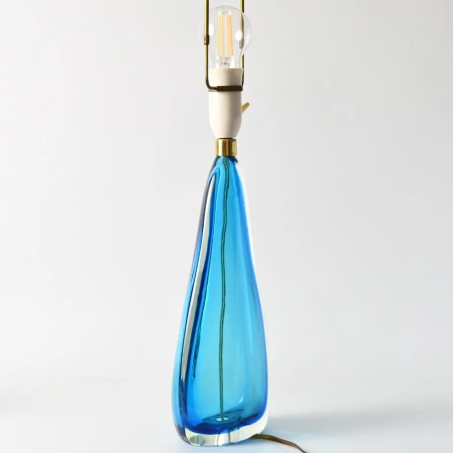 New Pamono Italian Blue Murano Glass Table Lamp, 1960s