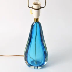 New Pamono Italian Blue Murano Glass Table Lamp, 1960s