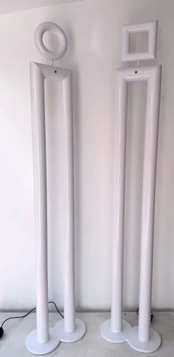 Pamono Italian Boy and Girl Floor Lamps in Metal by Remo Buti for Neofos, 1980s, Set of 2