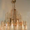 Clearance Pamono Italian Brass & Glass Chandelier, 1970s