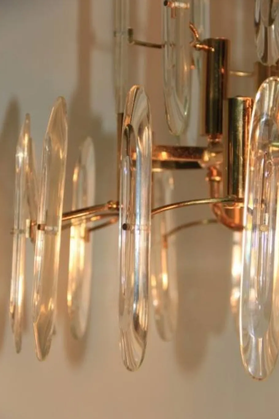 Clearance Pamono Italian Brass & Glass Chandelier, 1970s