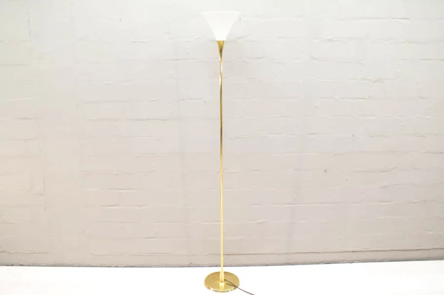 Clearance Pamono Italian Brass & Porcelain Lonea Floor Lamp, 1960s