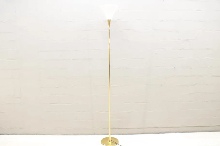 Clearance Pamono Italian Brass & Porcelain Lonea Floor Lamp, 1960s