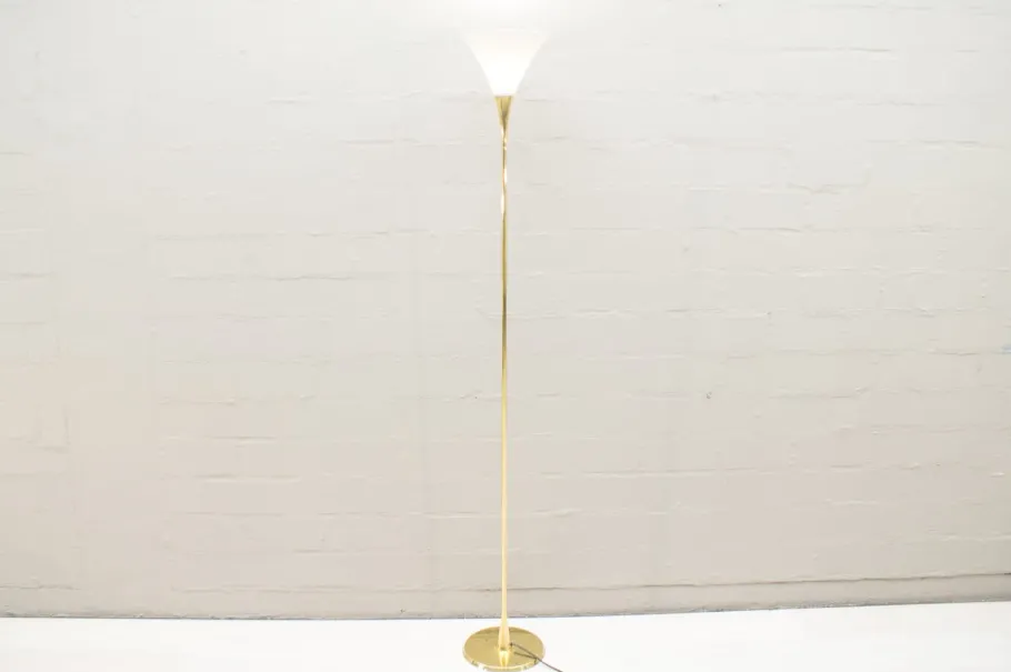 Clearance Pamono Italian Brass & Porcelain Lonea Floor Lamp, 1960s