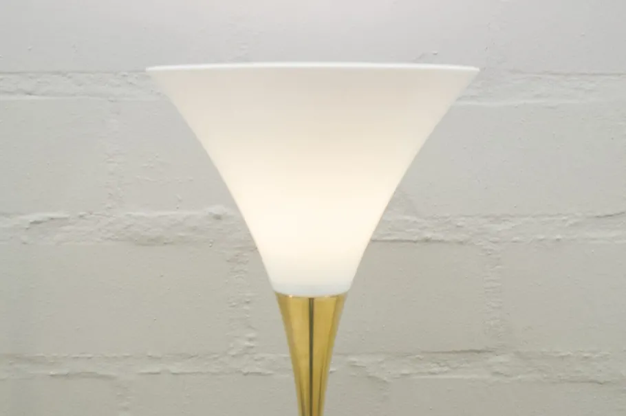 Clearance Pamono Italian Brass & Porcelain Lonea Floor Lamp, 1960s