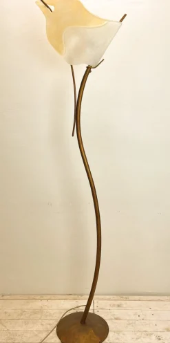 Outlet Pamono Italian Brass and Amber Glass Floor Lamp by Claudio Saccon for Sil-Lux , 2000s