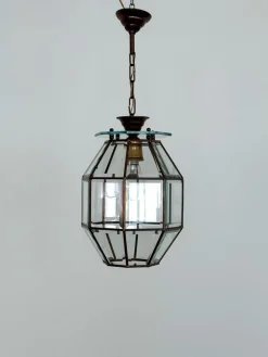 Discount Pamono Italian Brass and Cut Glass Pendant Lamp, 1960s