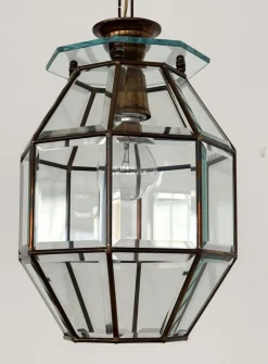 Discount Pamono Italian Brass and Cut Glass Pendant Lamp, 1960s