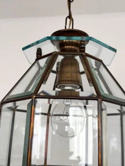 Discount Pamono Italian Brass and Cut Glass Pendant Lamp, 1960s