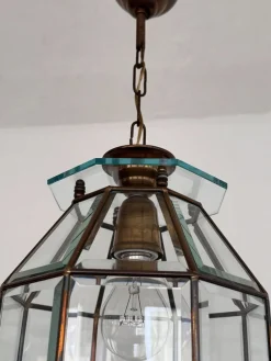 Discount Pamono Italian Brass and Cut Glass Pendant Lamp, 1960s