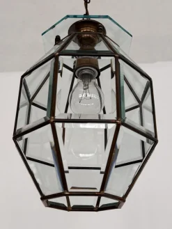 Discount Pamono Italian Brass and Cut Glass Pendant Lamp, 1960s