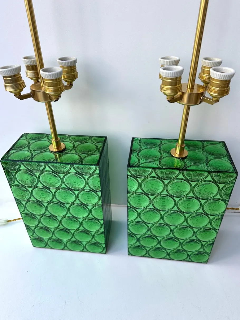 Hot Pamono Italian Brass and Murano Glass Lamps by Roberto Giulio Rida, 2010s, Set of 2