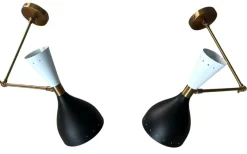 Online Pamono Italian Brass and Painted Metal Wall Sconces in the style of Stilnovo, 2000s, Set of 2