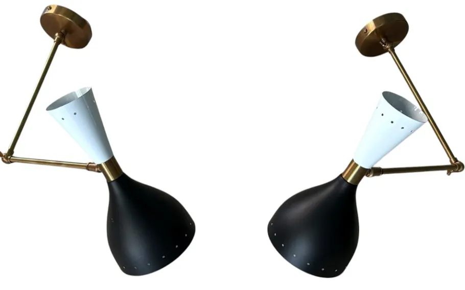 Online Pamono Italian Brass and Painted Metal Wall Sconces in the style of Stilnovo, 2000s, Set of 2