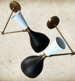 Online Pamono Italian Brass and Painted Metal Wall Sconces in the style of Stilnovo, 2000s, Set of 2