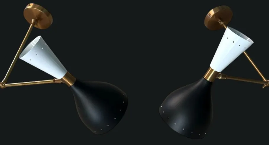 Online Pamono Italian Brass and Painted Metal Wall Sconces in the style of Stilnovo, 2000s, Set of 2