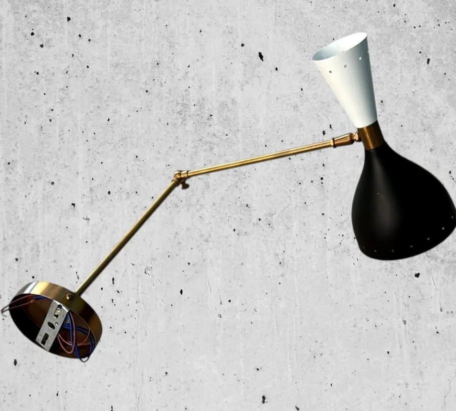 Online Pamono Italian Brass and Painted Metal Wall Sconces in the style of Stilnovo, 2000s, Set of 2