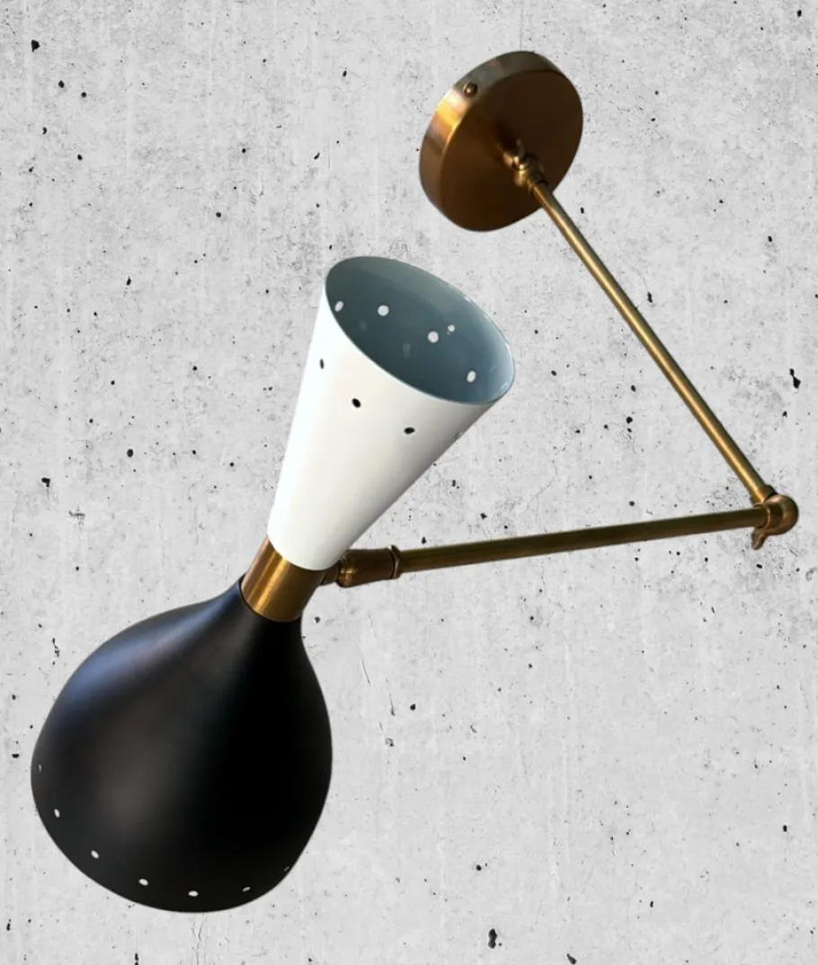 Online Pamono Italian Brass and Painted Metal Wall Sconces in the style of Stilnovo, 2000s, Set of 2