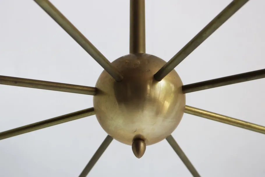 Hot Pamono Italian Brass Chandelier with 16 Lights in the style of Stilnovo, 1950