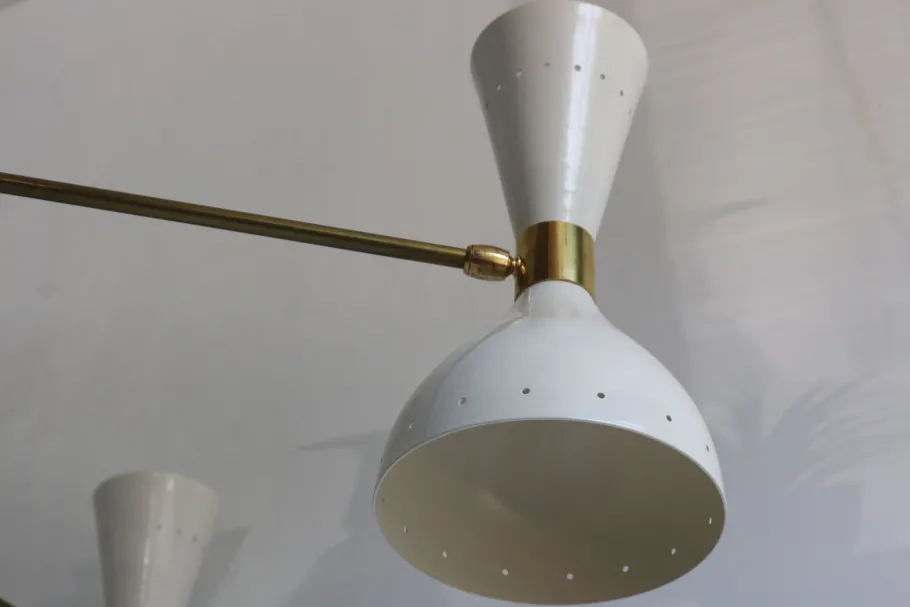 Hot Pamono Italian Brass Chandelier with 16 Lights in the style of Stilnovo, 1950