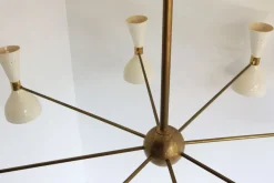 Hot Pamono Italian Brass Chandelier with 16 Lights in the style of Stilnovo, 1950
