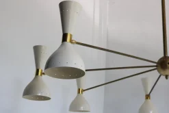 Hot Pamono Italian Brass Chandelier with 16 Lights in the style of Stilnovo, 1950