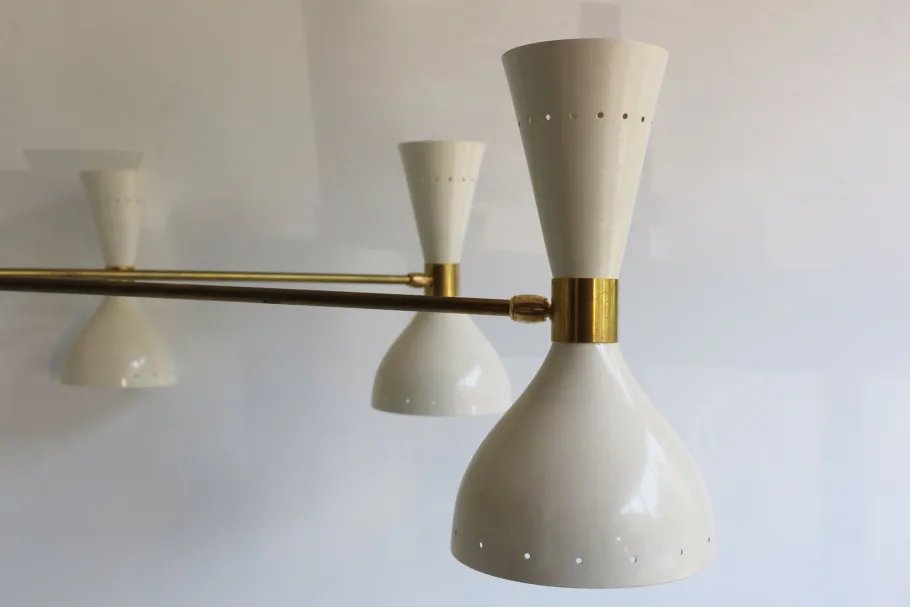 Hot Pamono Italian Brass Chandelier with 16 Lights in the style of Stilnovo, 1950