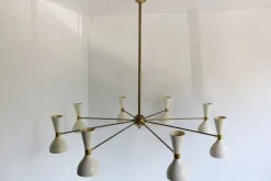 Hot Pamono Italian Brass Chandelier with 16 Lights in the style of Stilnovo, 1950