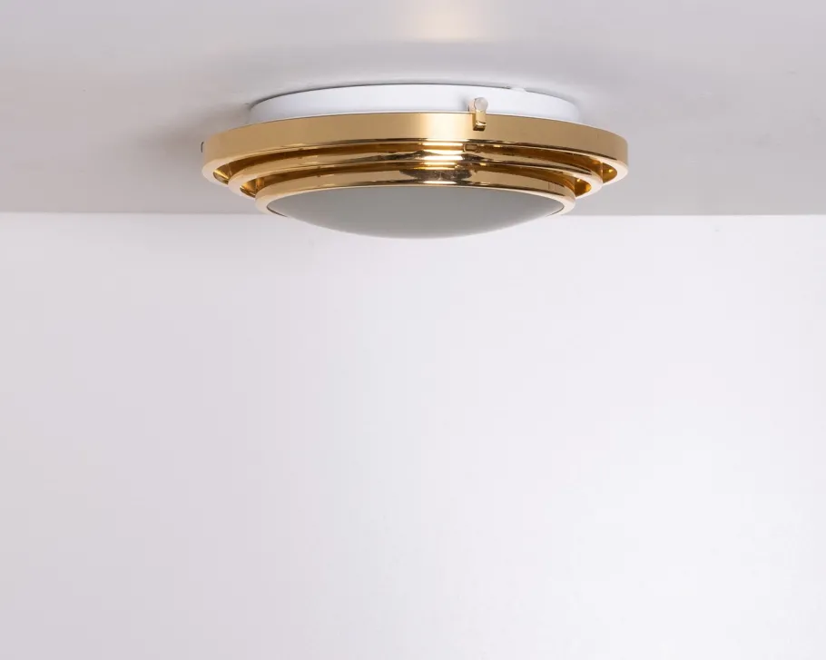 Clearance Pamono Italian Brass Flush Mount, 1970s