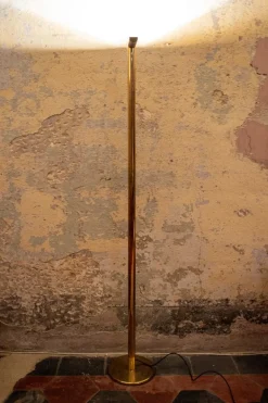 Pamono Italian Brass Halogen Floor Lamp, 1970s