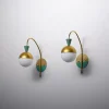 Discount Pamono Italian Brass Sconces with Opaline Globes attributed to Stilnovo, 1950s, Set of 2