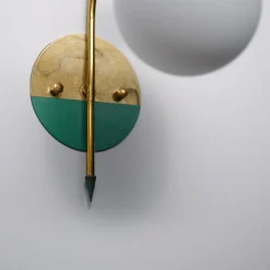 Discount Pamono Italian Brass Sconces with Opaline Globes attributed to Stilnovo, 1950s, Set of 2