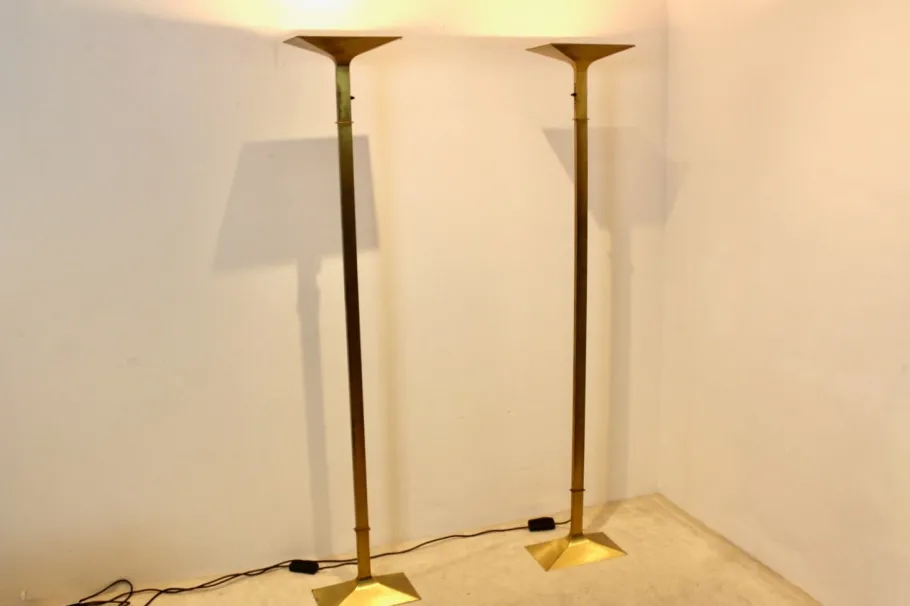 Sale Pamono Italian Brass Uplighter Floor Lamp, 1970s