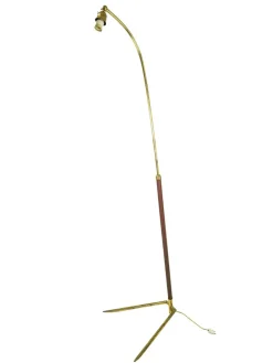 Discount Pamono Italian Burgundy Metal & Brass Floor Lamp, 1940s