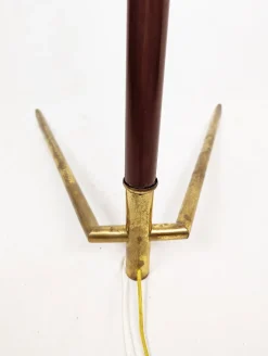 Discount Pamono Italian Burgundy Metal & Brass Floor Lamp, 1940s