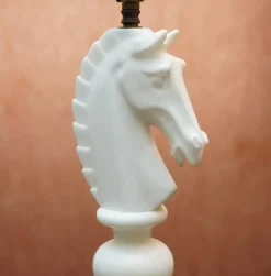 Online Pamono Italian Carrara Marble Chess Horse Lamps, 1950s, Set of 2