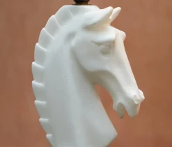 Online Pamono Italian Carrara Marble Chess Horse Lamps, 1950s, Set of 2