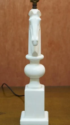 Online Pamono Italian Carrara Marble Chess Horse Lamps, 1950s, Set of 2