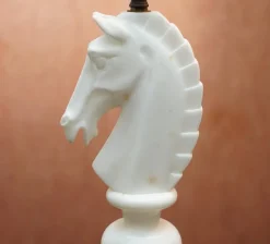 Online Pamono Italian Carrara Marble Chess Horse Lamps, 1950s, Set of 2