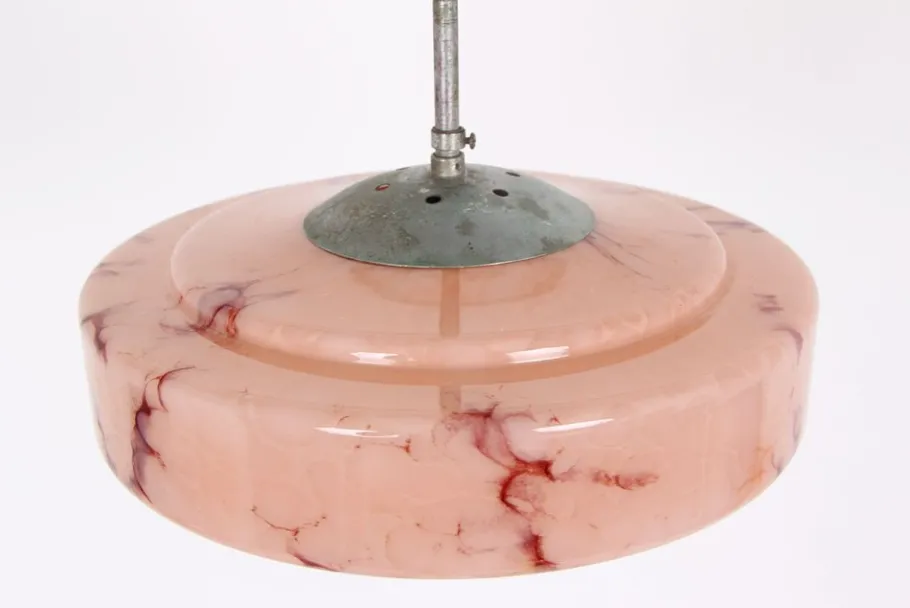 Clearance Pamono Italian Ceiling Lamp with Marble Glass Shade, 1930s